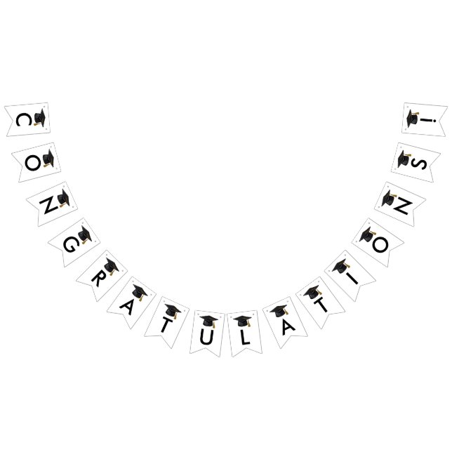 Modern Class of 2025 Black Script Graduation Bunting Flags (All)