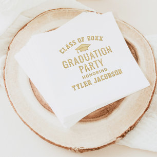 Modern Class of 2025 Custom Graduation Party Foil Napkins