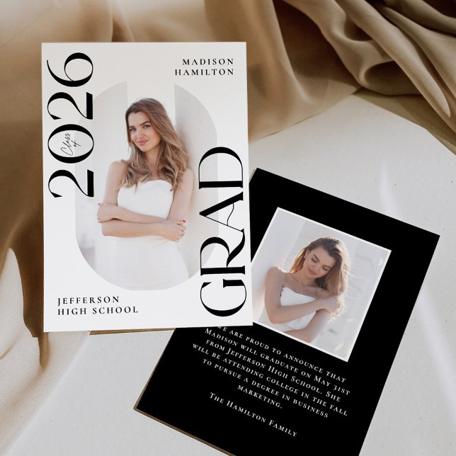 Modern Class of 2025 Grad 2 Photo Graduation Announcement (Creator Uploaded)