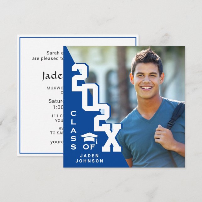 Modern Class of 2025 Grad PHOTO Graduation Party Invitation (Front/Back)