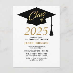 Modern Class of 2025 Graduation Party Invitation Postcard