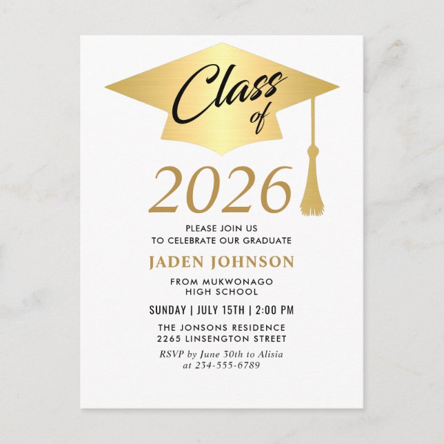 Modern class of 2025 Graduation Party Invitation Postcard (Front)