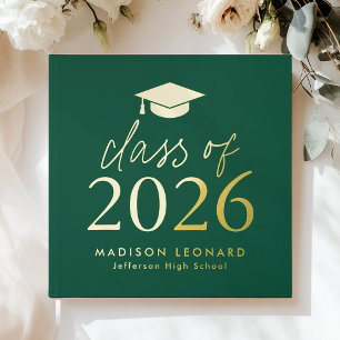 Modern Class of 2025 Green Photo Graduation Guest Book