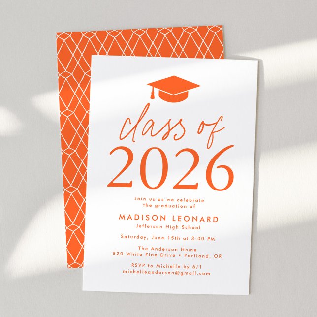 Modern Class of 2025 Orange Graduation Party Invitation (Creator Uploaded)