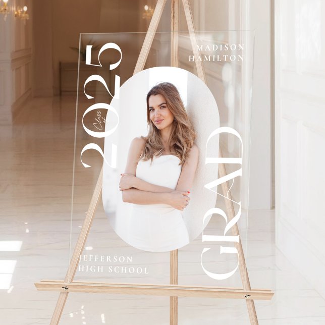 Modern Class of 2025 Photo Graduation Welcome Acrylic Sign (Creator Uploaded)