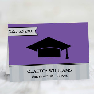 Modern Class of 2025 Purple Custom Graduation Thank You Card