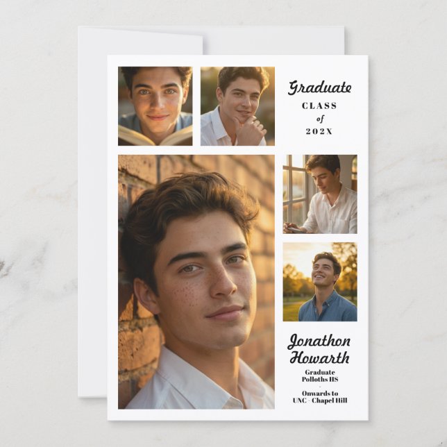Modern Class of 2026 Multi Photo Graduation  Announcement (Front)