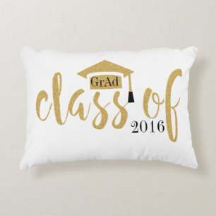 Modern Class Of 20XX Black & Gold Glitter Design Accent Pillow