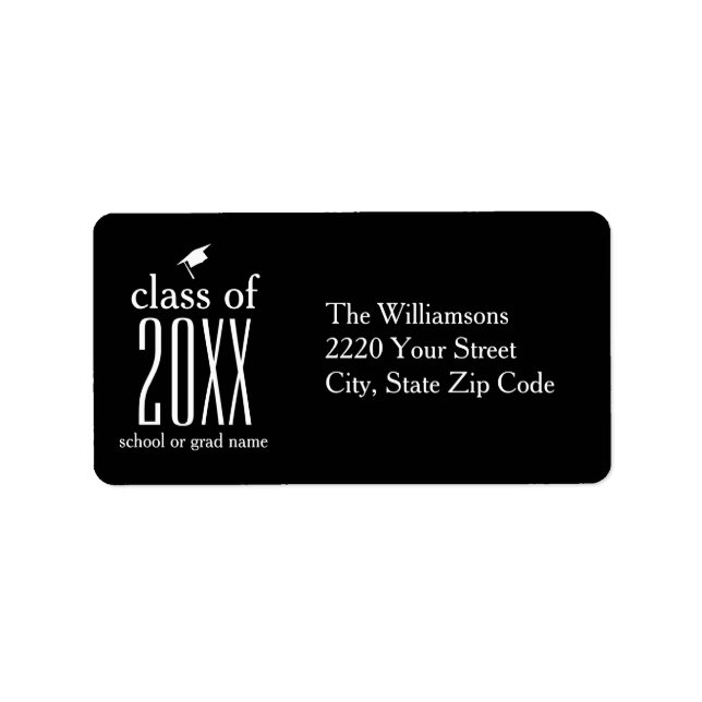 Modern Class of 20XX Graduation Cap Custom Colour Label (Front)