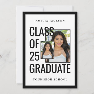Modern Class Of 25 Grad Photos Open House Invitation
