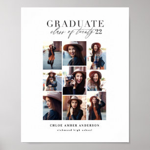 Modern class of multi photo graduation poster