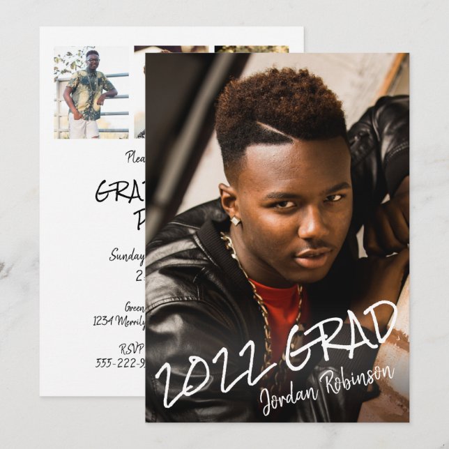 Modern Class Year Graduate Hand Lettered Party Invitation (Front/Back)