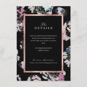 Modern classic abstract floral wedding details enclosure card