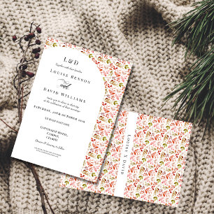 Modern Classic Autumn Floral Border Wedding Invitation