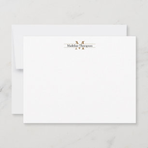 Modern Classic Black and Gold Monogram Name Card