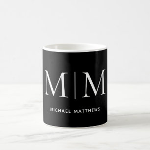 Modern Classic Black and White Monogram Initials Coffee Mug