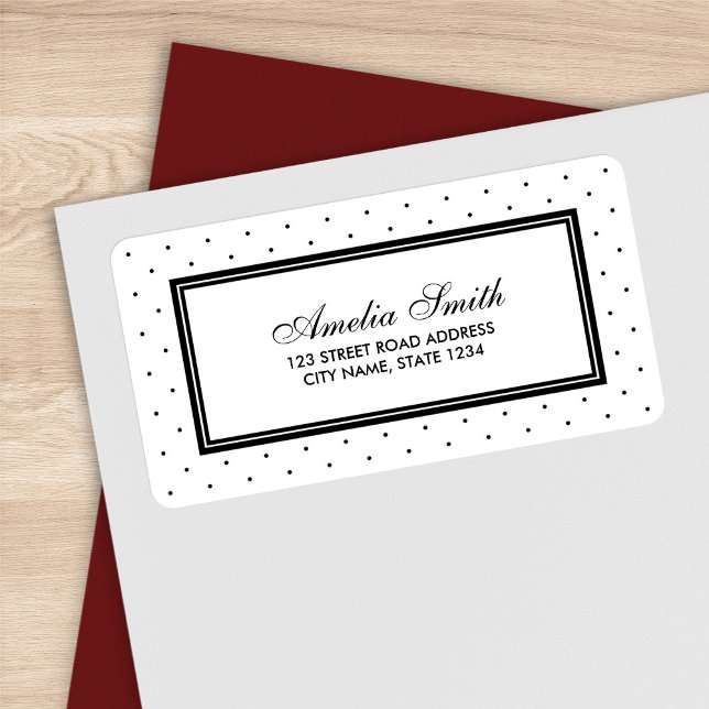 Modern Classic Black and White Polka Dot Address Label (Creator Uploaded)