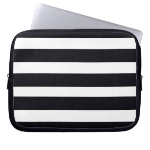 Modern Classic Black And White Striped Cool Chic  Laptop Sleeve