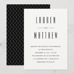 Modern Classic   Black and White Wedding Invitation