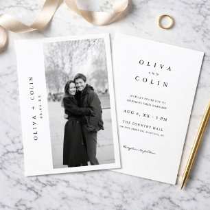 Modern Classic Black and White Wedding Photo Invitation