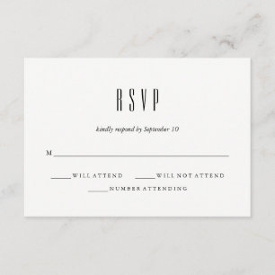 Modern Classic   Black and White Wedding RSVP Card