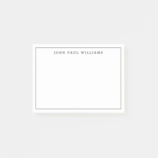 Modern Classic Black Formal Thin Border Line Post-it Notes (Front)