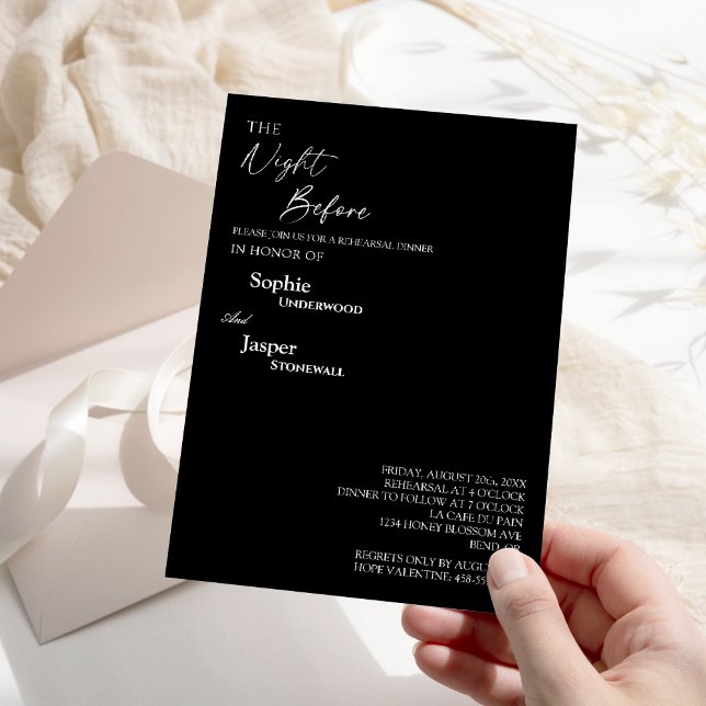 Modern Classic Black Night Before Rehearsal Dinner Invitation (Creator Uploaded)