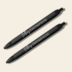 Modern Classic Black & Script Monogram Ink Pen