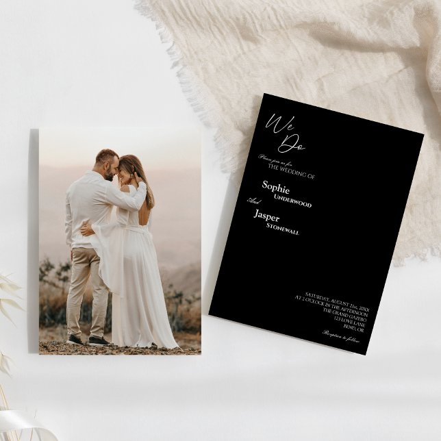 Modern Classic Black We Do Photo Wedding Invitation (Creator Uploaded)