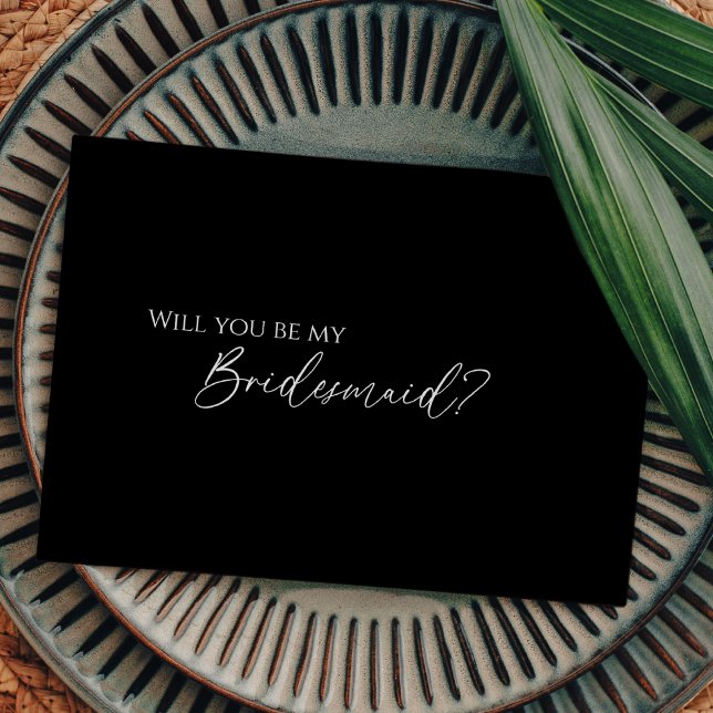 Modern Classic Black Wedding Bridesmaid Proposal Invitation (Creator Uploaded)