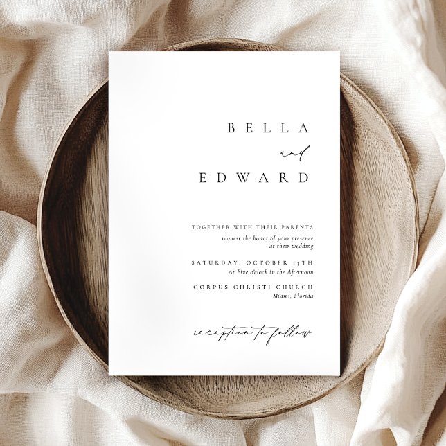 Modern Classic Black White Typography Wedding Invitation (Creator Uploaded)