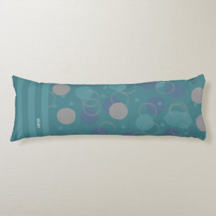 Modern Classic Blue Circles Pattern First Name Body Pillow