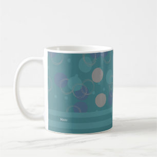 Modern Classic Blue Circles Pattern First Name Coffee Mug