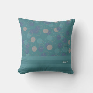 Modern Classic Blue Circles Pattern First Name Throw Pillow