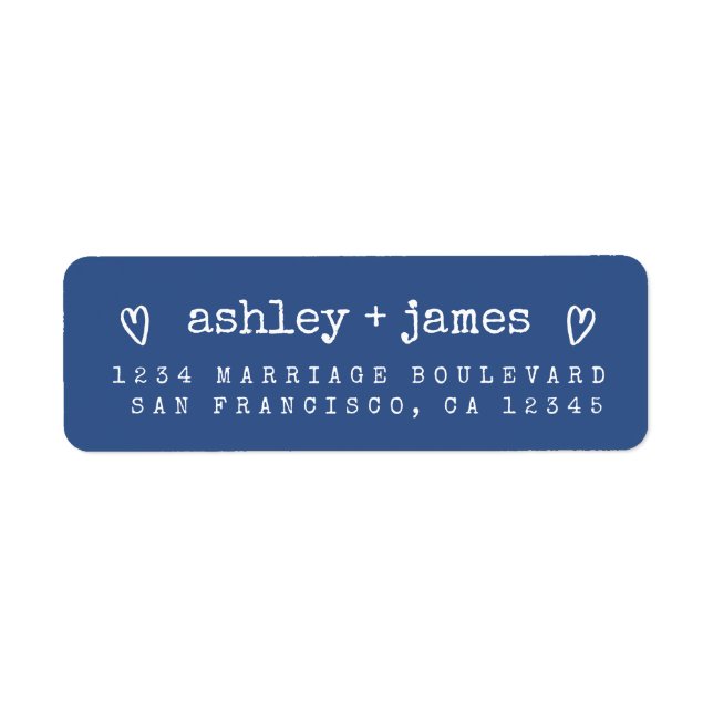 Modern Classic Blue Wedding Return Address Label (Front)
