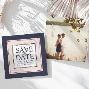 Modern Classic   Blush and Navy Save the Date