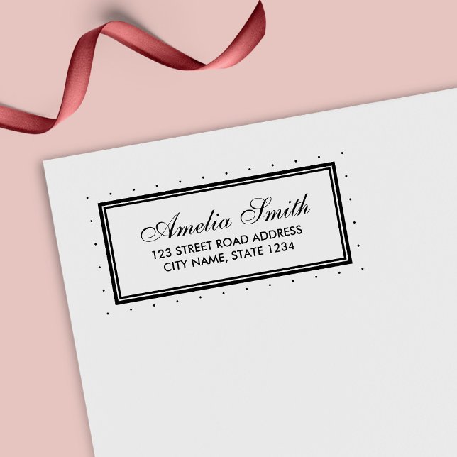Modern Classic Border Polka Dot Home Address Self-inking Stamp (Creator Uploaded)