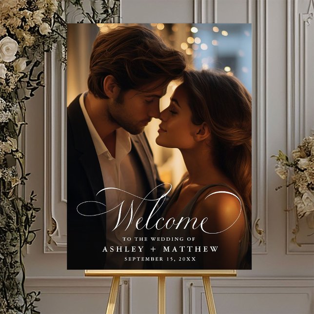 Modern Classic Calligraphy Wedding Welcome Photo Poster (Creator Uploaded)