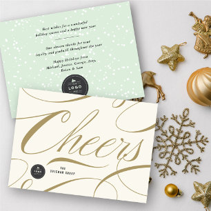 Modern Classic Cheers Calligraphy Elegant Business Holiday Card