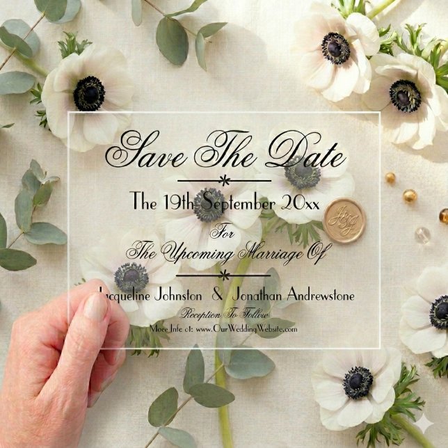 Modern Classic Chic Wedding Save The Date Acrylic Invitations (Just gorgeous, and so unique. Have you ever gotten an acrylic "Save The Date" card? ever Seen one?)