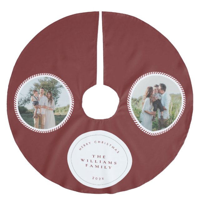 Modern Classic Christmas Photo Elegant  Brushed Polyester Tree Skirt (Front)