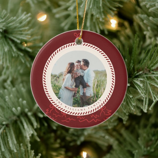 Modern Classic Christmas Photo Elegant  Ceramic Ornament (Tree)