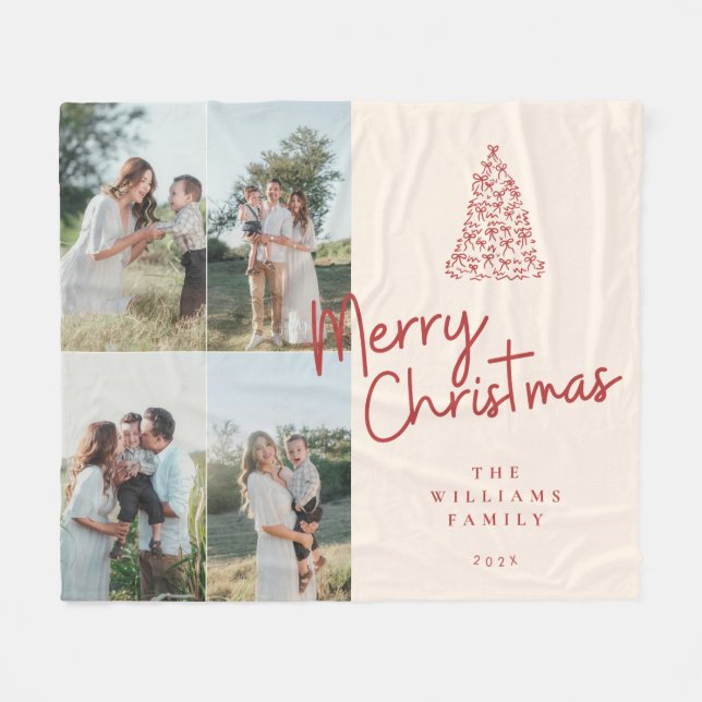 Modern Classic Christmas Photo Elegant Fleece Blanket (Front (Horizontal))