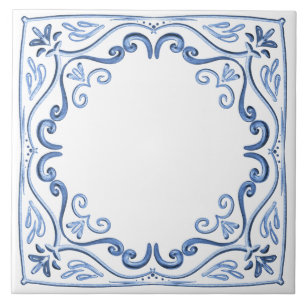 Modern Classic Dusty Blue and White Tile