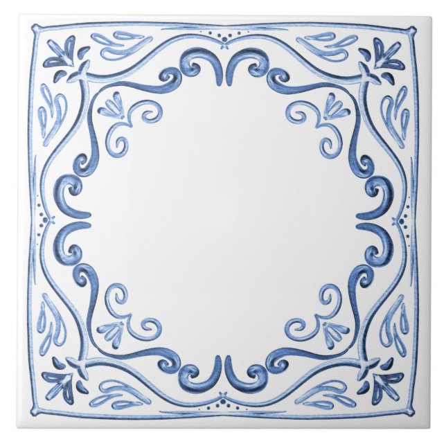 Modern Classic Dusty Blue and White Tile (Front)