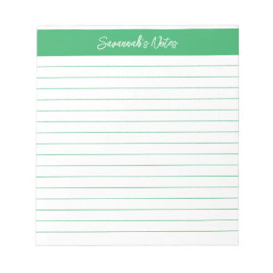 Modern Classic Elegant Green Script Personalized Notepad