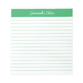 Modern Classic Elegant Green Script Personalized Notepad