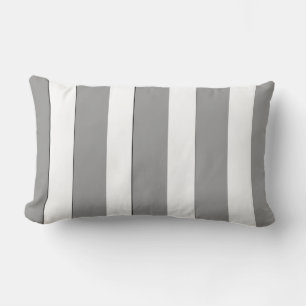 Modern Classic Elegant Grey And White Stripes Lumbar Pillow