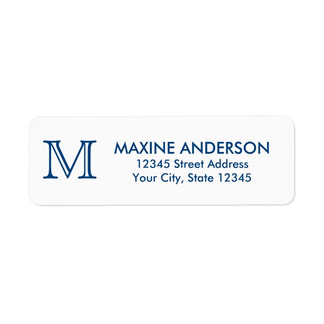 Modern Classic Elegant Navy Blue Monogram Initial (Front)