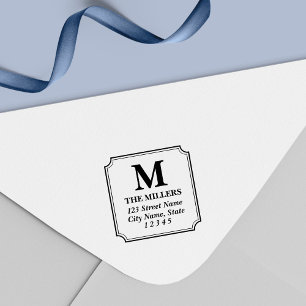 Modern Classic Family Name Monogram Address Self-inking Stamp
